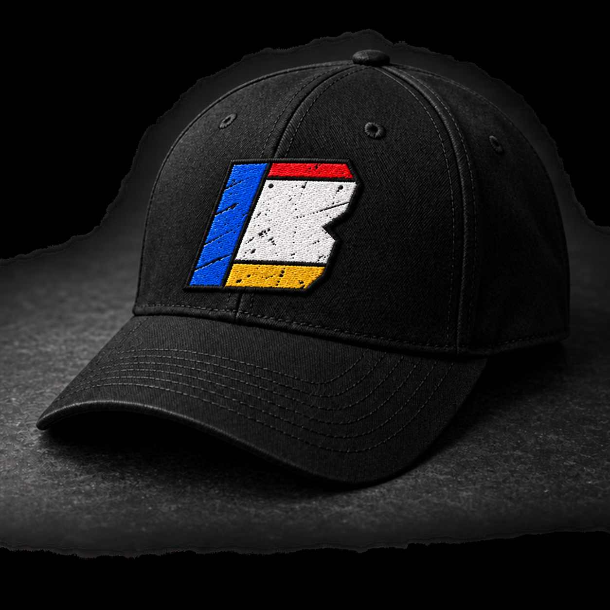 Black Bench Minor Official 8 Flex Fit hat in blue line and red rail colorway